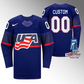 USA tröja Customized IIHF World Championship 2023 Blå - NHL Tröjor Herr
